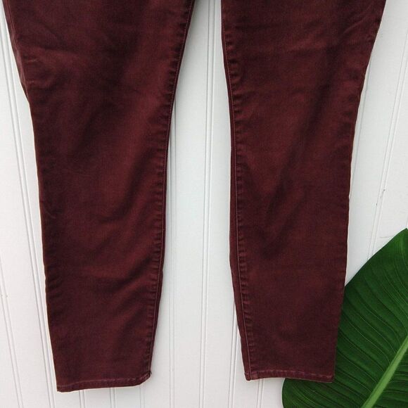 NYDJ Zip Detail Skinny Chino Pants Size 6 Deep Currant Red Ankle Jeans Stretch - Picture 5 of 10